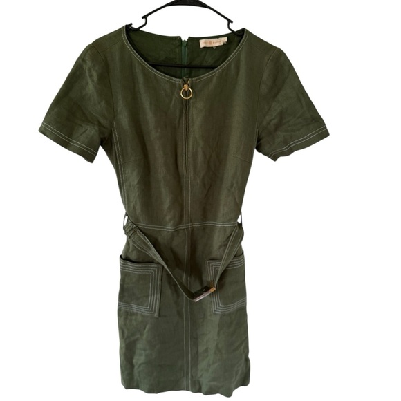 Tory Burch Nadia Green Linen Shift Dress - Picture 6 of 12